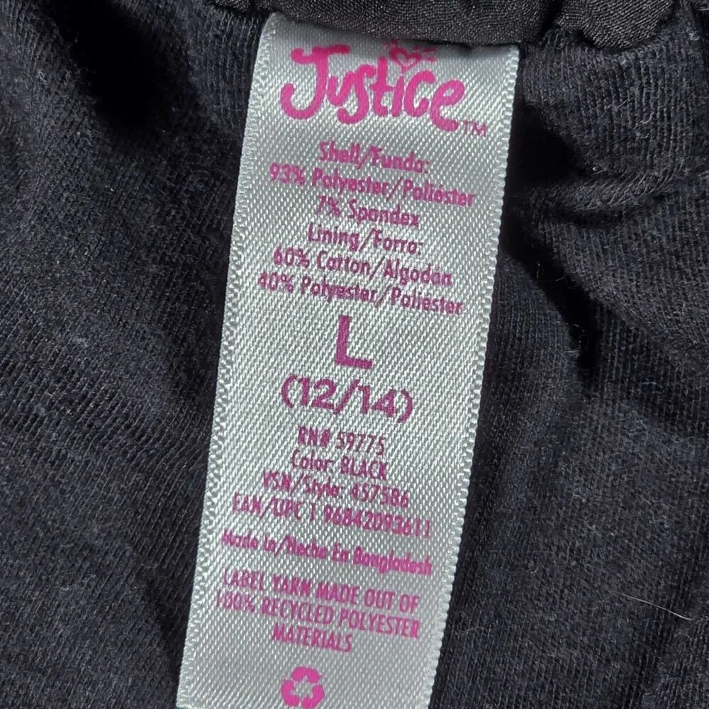 Justice Girls Active Parachute Black Pants Size L 12/14 Athleisure Joggers